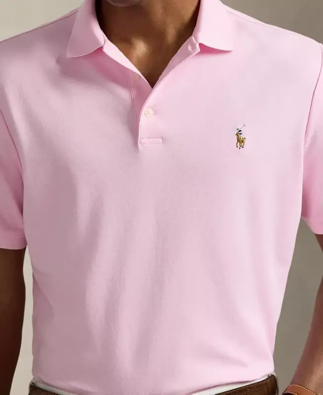 Men’s Slim-Fit Soft Cotton Polo Shirt - Pink - 3