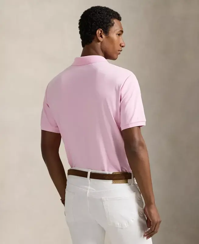 Men’s Slim-Fit Soft Cotton Polo Shirt - Pink - 4
