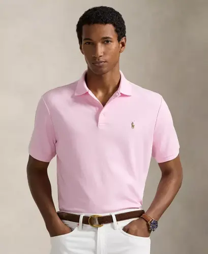 Men’s Slim-Fit Soft Cotton Polo Shirt - Pink 