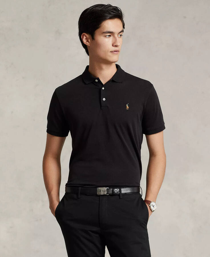 Men’s Slim-Fit Soft Cotton Polo Shirt Polo Black - 1