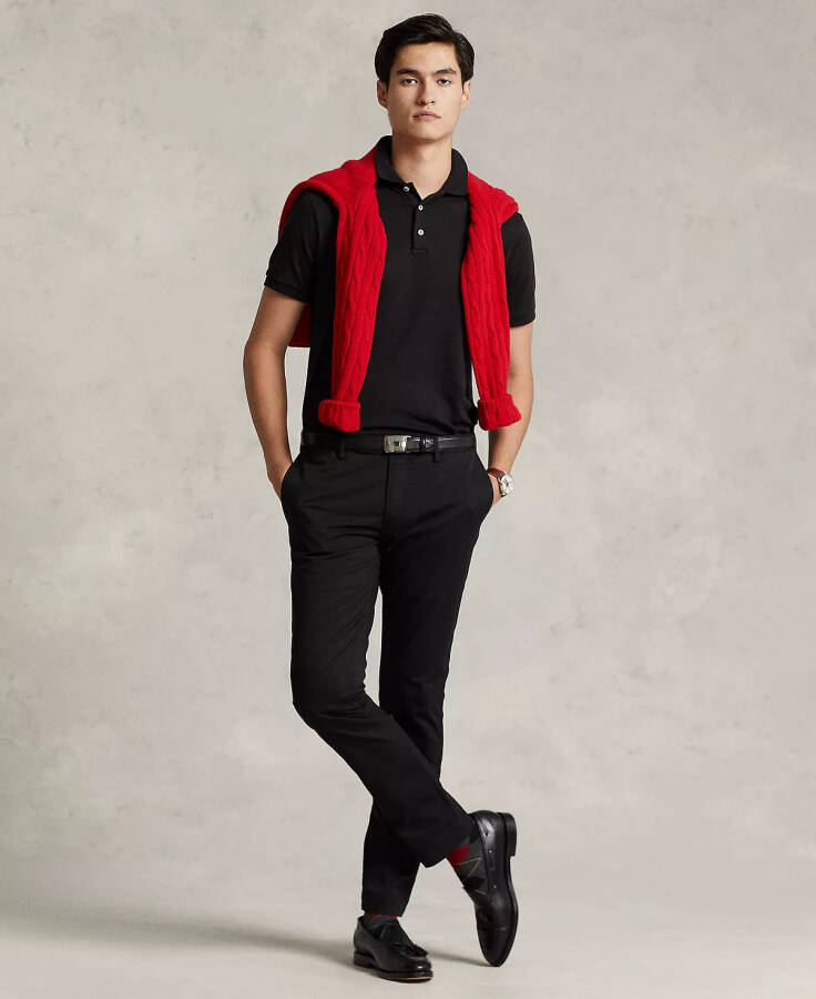 Men’s Slim-Fit Soft Cotton Polo Shirt Polo Black - 4