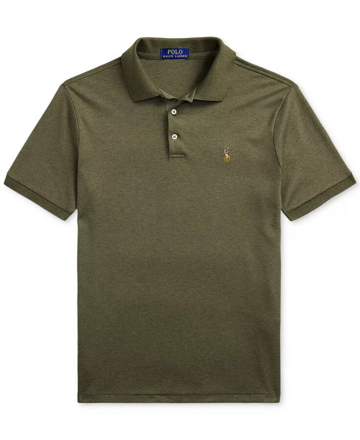 Men’s Slim-Fit Soft Cotton Polo Shirt Service Green Heather - 5