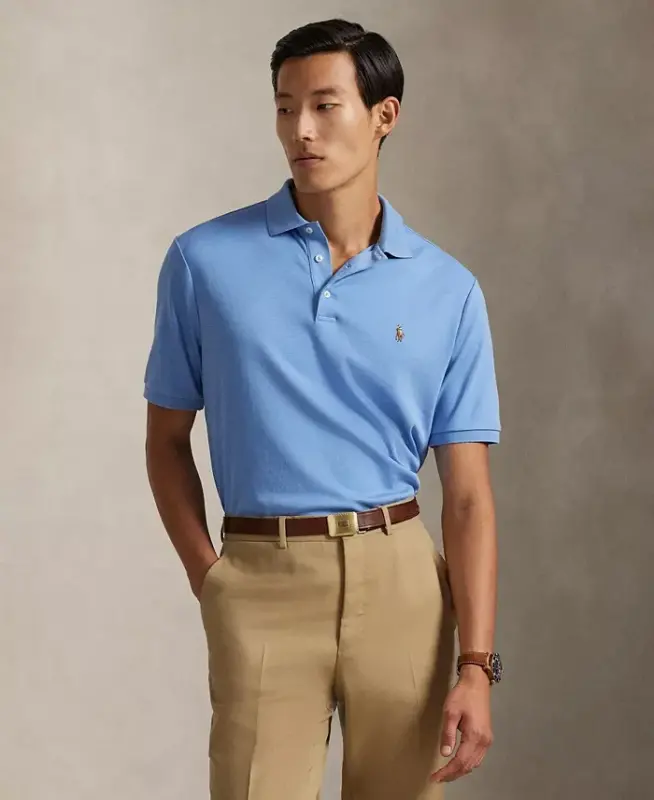 Men’s Slim-Fit Soft Cotton Polo Shirt - Sky Blue - POLO RALPH LAUREN
