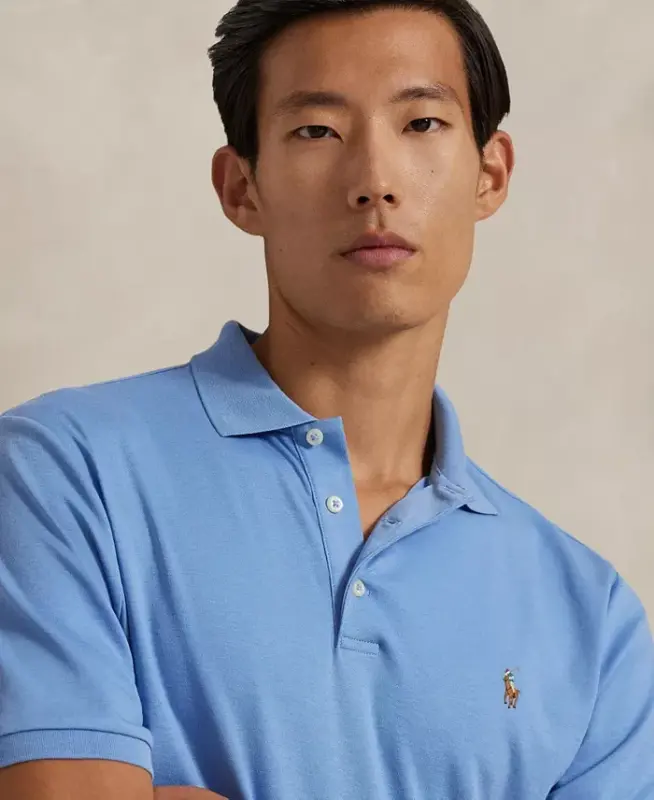 Men’s Slim-Fit Soft Cotton Polo Shirt - Sky Blue - 3