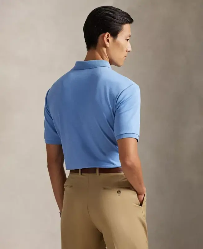 Men’s Slim-Fit Soft Cotton Polo Shirt - Sky Blue - 4