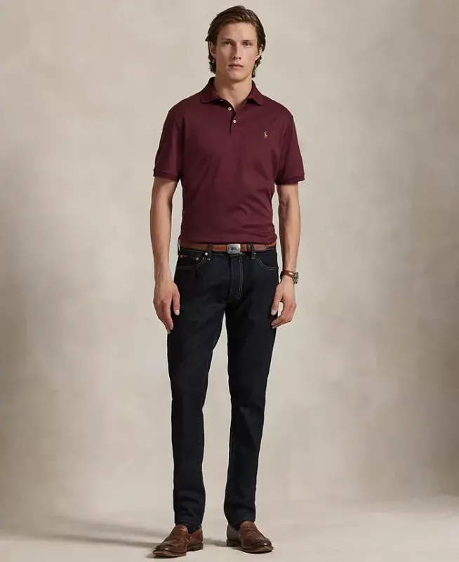 Men’s Slim-Fit Soft Cotton Polo Shirt - Spring Wine Heather - 2