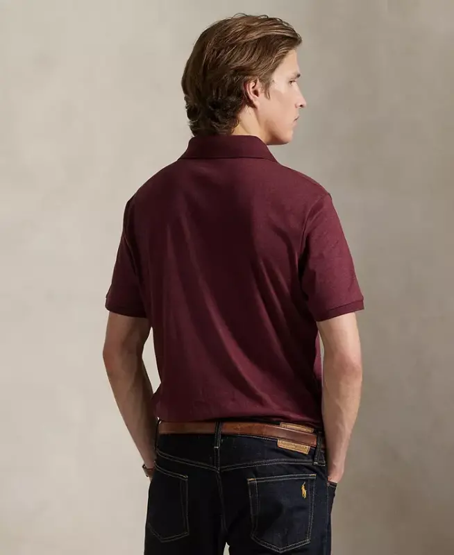 Men’s Slim-Fit Soft Cotton Polo Shirt - Spring Wine Heather - 5