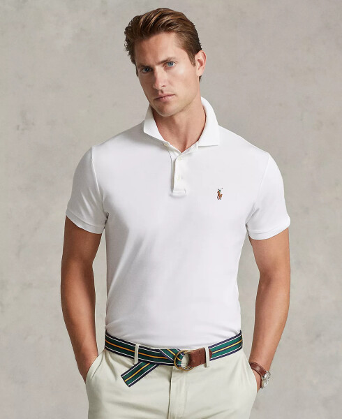 Men’s Slim-Fit Soft Cotton Polo Shirt White - 1