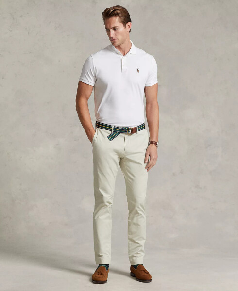 Men’s Slim-Fit Soft Cotton Polo Shirt White - 4