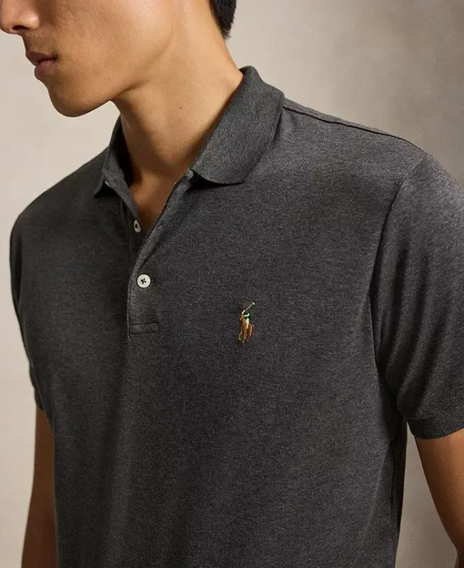 Men’s Slim-Fit Soft Cotton Polo Shirt - WINDSOR HEATHER - 4