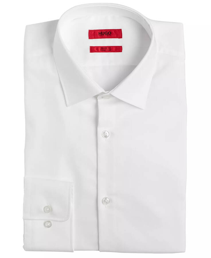 Men's Slim Fit Solid Cotton Dress Shirt White - 1