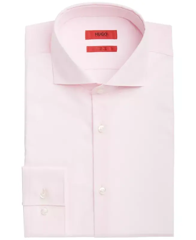 Men's Slim Fit Solid Dress Shirt - Light Pink - 1