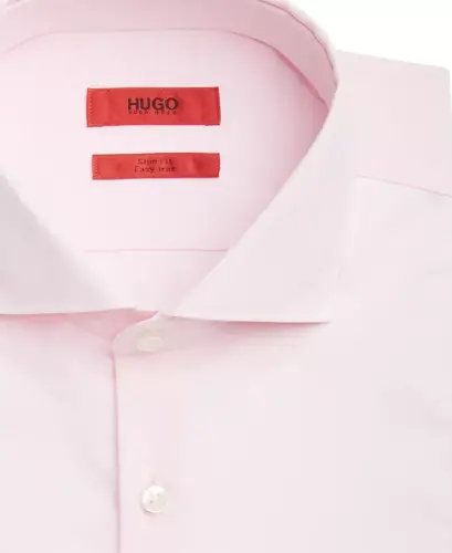 Men's Slim Fit Solid Dress Shirt - Light Pink - 2
