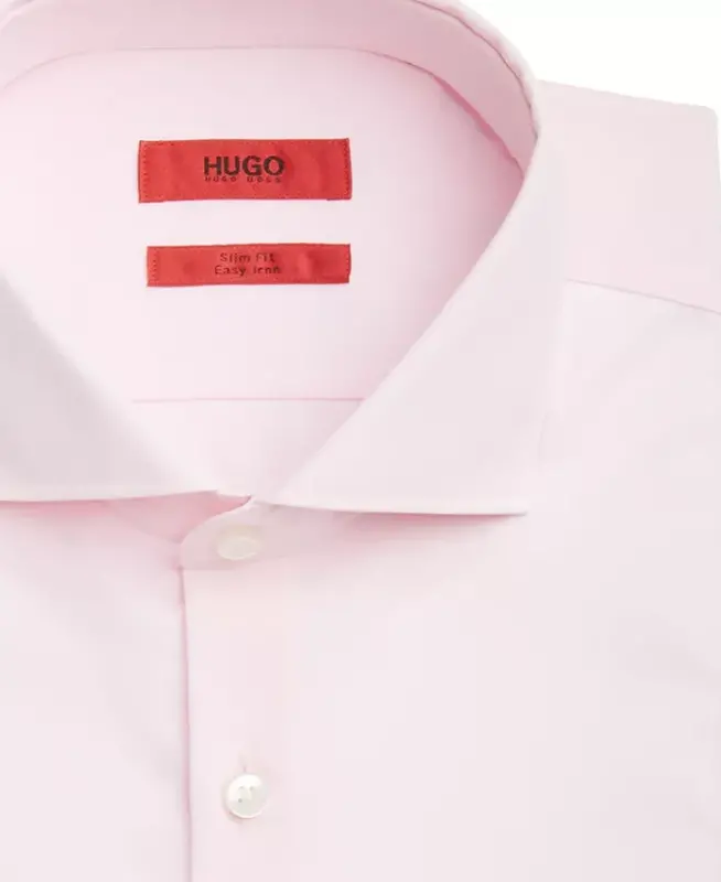 Men's Slim Fit Solid Dress Shirt - Light Pink - 2