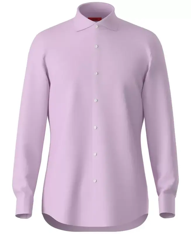 Men's Slim Fit Solid Dress Shirt-Purple - HUGO BOSS