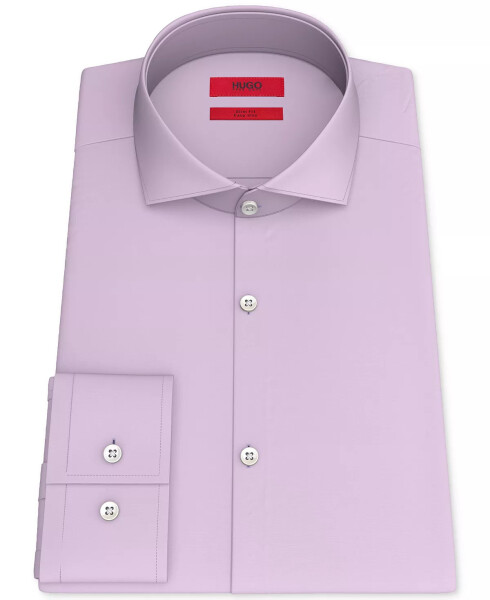 Men's Slim Fit Solid Dress Shirt Purple - 3