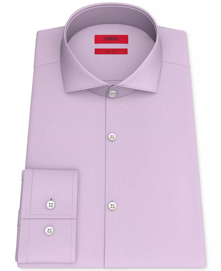 Men's Slim Fit Solid Dress Shirt Purple - 3