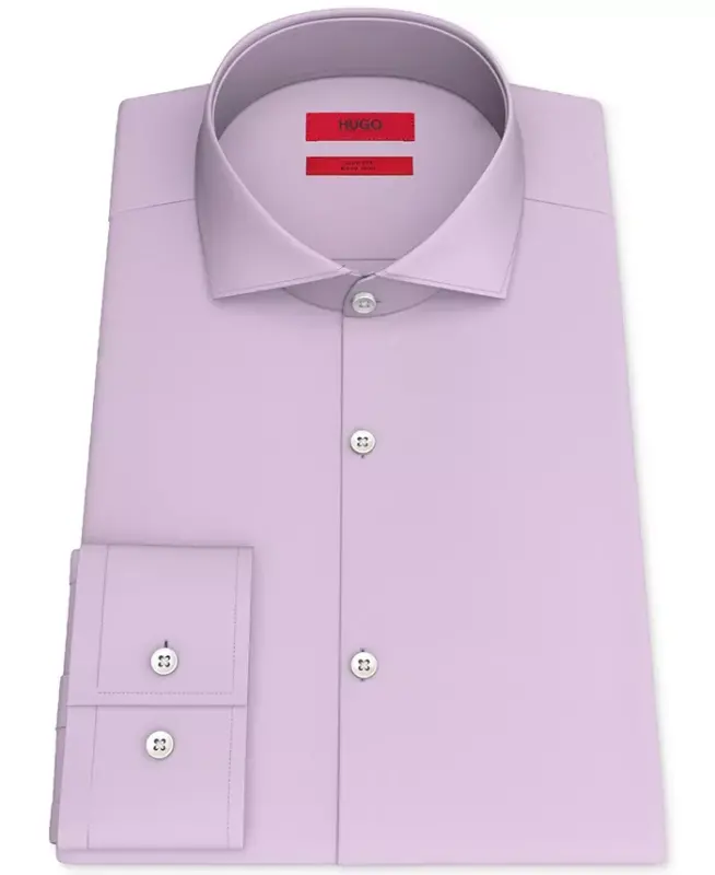 Men's Slim Fit Solid Ko'ylak - Binafsha - 3