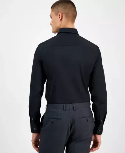 Men's Slim-Fit Solid Tuxedo Shirt, Created for Modazone - Deep Black - 4