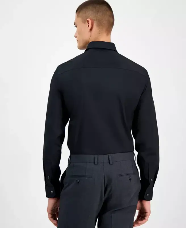 Men's Slim-Fit Solid Tuxedo Shirt, Created for Modazone - Deep Black - 4