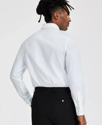 Men's Slim-Fit Solid Tuxedo Shirt, Created for Modazone - Deep Black - 5