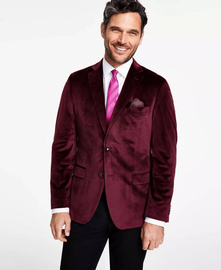 Men's Slim-Fit Solid Velvet Sport Coats, Created for Modazone Burgundy - 1