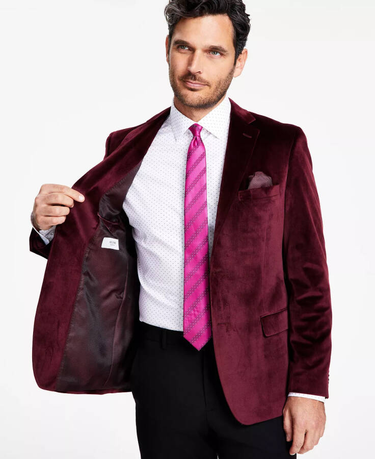 Men's Slim-Fit Solid Velvet Sport Coats, Created for Modazone Burgundy - 3