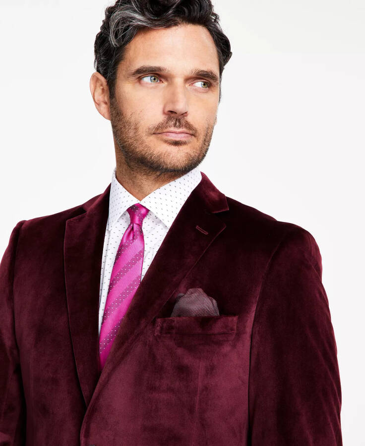 Men's Slim-Fit Solid Velvet Sport Coats, Created for Modazone Burgundy - 4