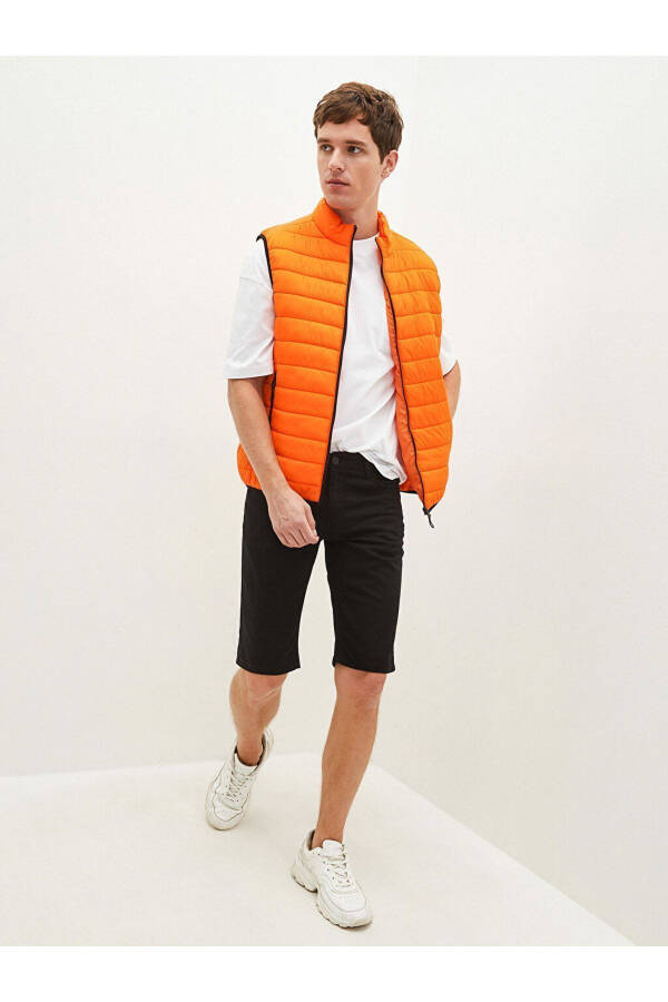 Men's slim fit, stand collar puffer vest - 4