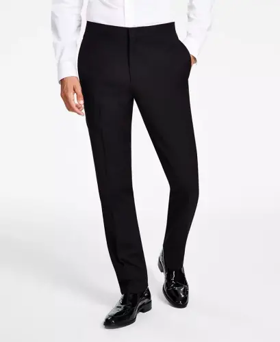 Men's Slim-Fit Stretch Black Tuxedo Pants, Created for Modazone - Black - 2