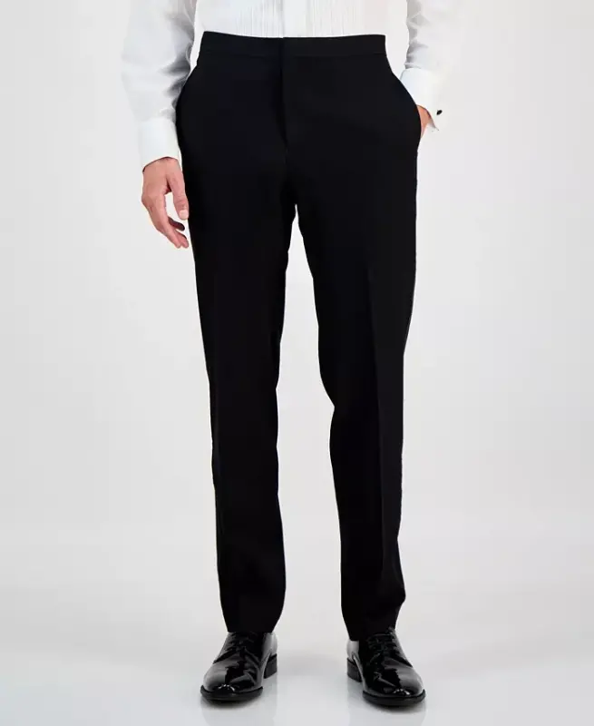 Men's Slim-Fit Stretch Black Tuxedo Pants, Created for Modazone - Black - 3