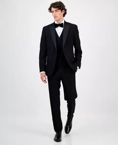 Men's Slim-Fit Stretch Black Tuxedo Pants, Created for Modazone - Black - 5
