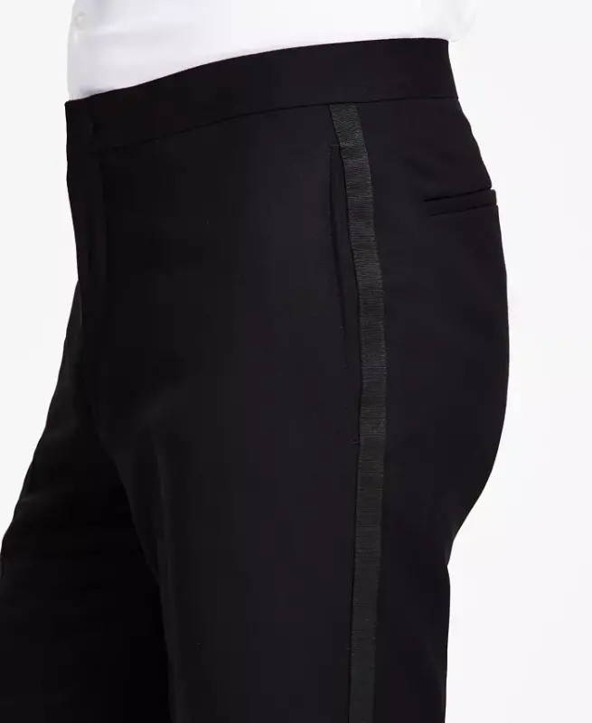 Men's Slim-Fit Stretch Black Tuxedo Pants, Created for Modazone - Black - 8