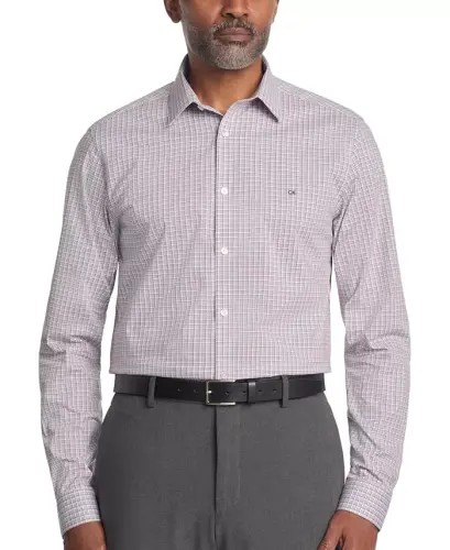 Men's Slim-Fit Stretch Dress Shirt, Online Exclusive Created for Modazone - Burgundy - 1