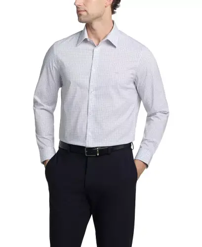 Men's Slim-Fit Stretch Dress Shirt, Online Exclusive Created for Modazone - Gray Multi - 1