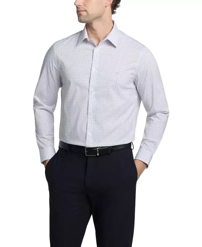 Men's Slim-Fit Stretch Dress Shirt, Online Exclusive Created for Modazone - Gray Multi - 1