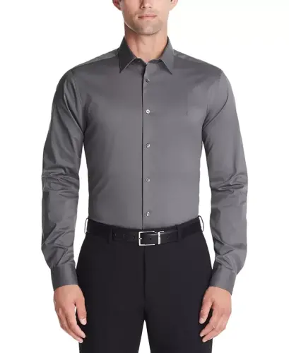 Men's Slim-Fit Stretch Dress Shirt, Online Exclusive Created for Modazone - Grey - 1