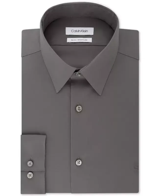 Men's Slim-Fit Stretch Dress Shirt, Online Exclusive Created for Modazone - Grey - 3