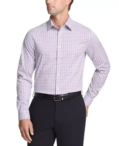 Men's Slim-Fit Stretch Dress Shirt, Online Exclusive Created for Modazone - Lavender Multi - 1