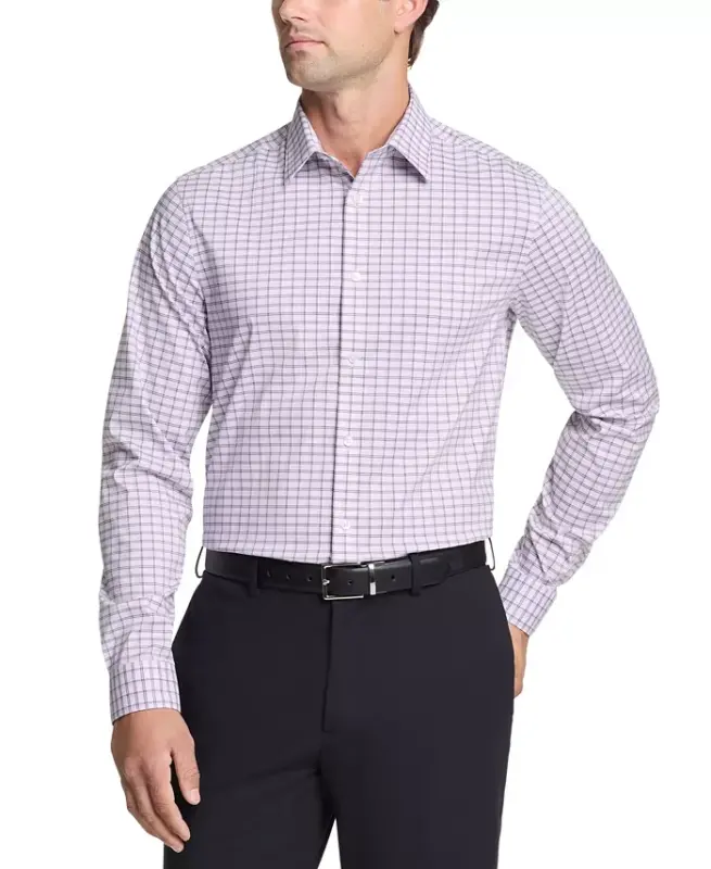 Men's Slim-Fit Stretch Dress Shirt, Online Exclusive Created for Modazone - Lavender Multi - 1