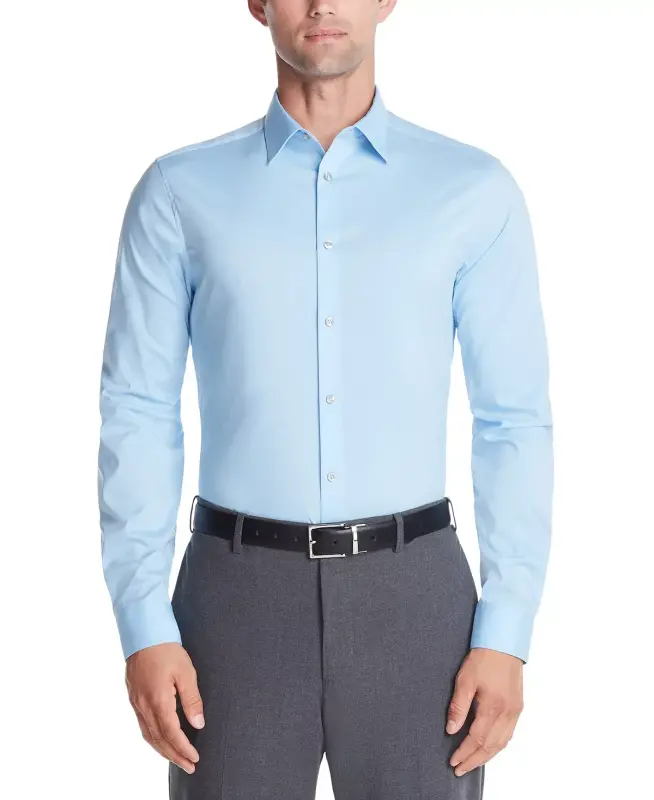 Men's Slim-Fit Stretch Dress Shirt, Online Exclusive Created for Modazone-Light Blue - 4
