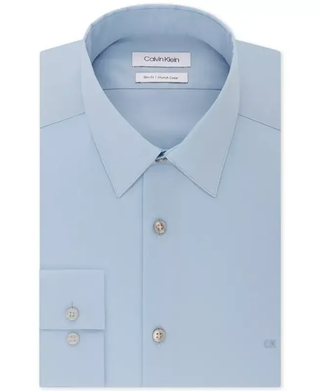 Men's Slim-Fit Stretch Dress Shirt, Online Exclusive Created for Modazone-Light Blue - 3
