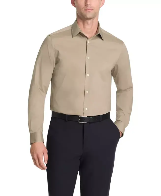Men's Slim-Fit Stretch Dress Shirt, Online Exclusive Created for Modazone - New Tan - 1