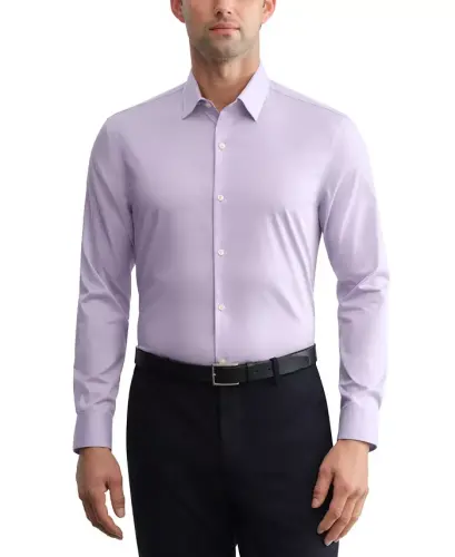 Men's Slim-Fit Stretch Dress Shirt, Online Exclusive Created for Modazone - Solid Lavender - 3