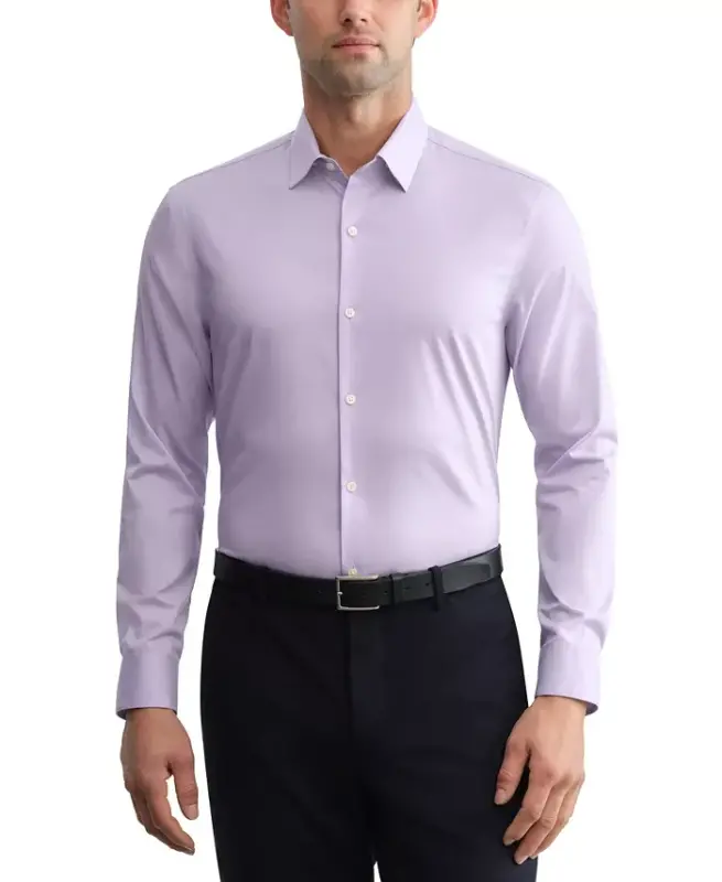 Men's Slim-Fit Stretch Dress Shirt, Online Exclusive Created for Modazone - Solid Lavender - 3