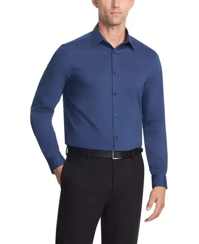 Men's Slim-Fit Stretch Dress Shirt, Online Exclusive Created for Modazone - Steel Blue - 1