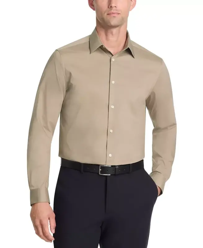 Men's Slim-Fit Stretch Dress Shirt, Online Exclusive Created for Modazone - Stone - 1