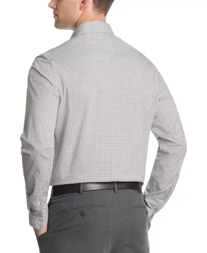Men's Slim-Fit Stretch Dress Shirt, Online Exclusive Created for Modazone - Tan Grid - Calvin Klein (1)