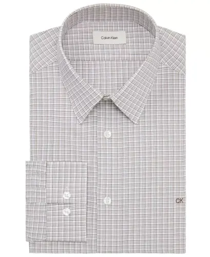 Men's Slim-Fit Stretch Dress Shirt, Online Exclusive Created for Modazone - Tan Grid - 3