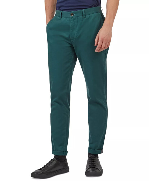 Men's Slim-Fit Stretch Five-Pocket Branded Chino Pants Ocean Green - 4